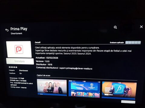 Aplicația Prima Play, lansată pe televizoare LG cu WebOS