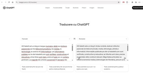 ChatGPT a lansat propriul Translate: o pagină separată pentru traduceri în 50+ limbi, inclusiv română