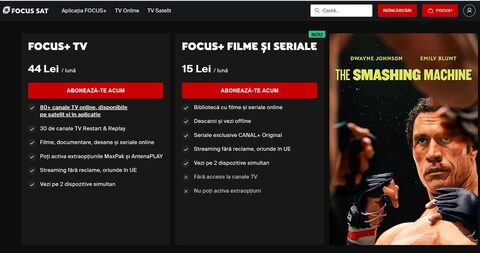 FOCUS+ lansează pachetul Filme și seriale la 15 lei pe lună fără reclame