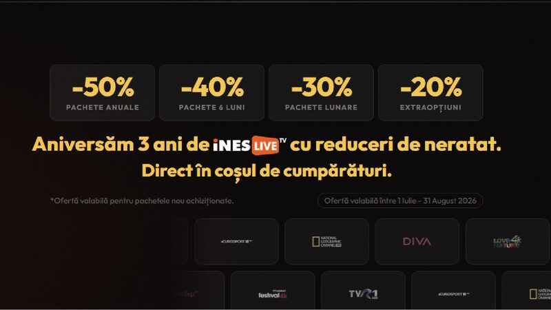 iNES Live împlinește 3 ani: alternativa modernă la televiziunea clasică prin cablu